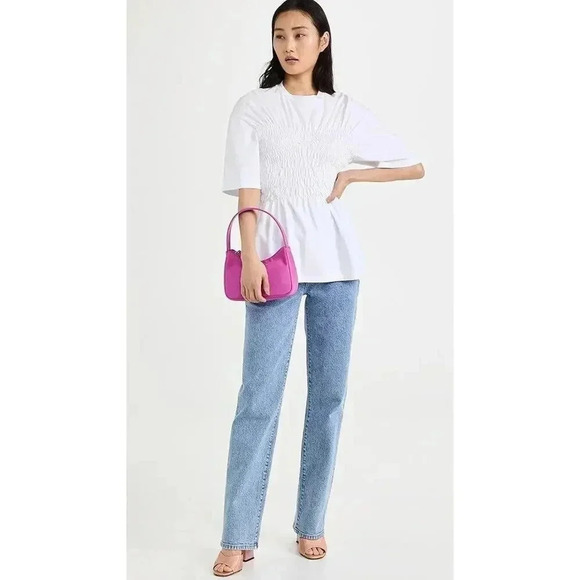 Stella McCartney White Smocked Cotton T-Shirt Size 40 - Picture 8 of 10